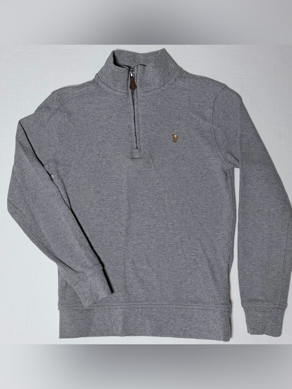 Polo Ralph Lauren Embroidered 1/4 Zip Pullover Sweater Little Boy Size 6 Gray